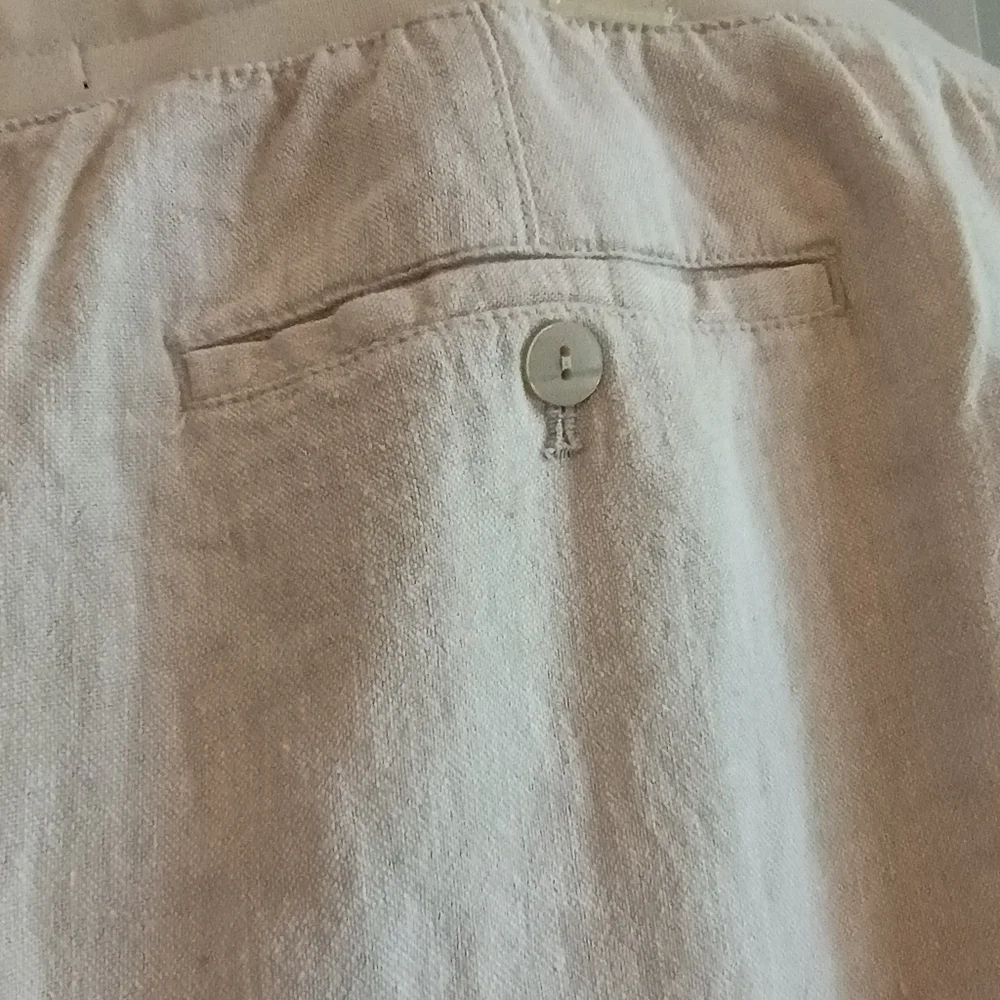 Gap XL Linen Viscose Blend Drawstring Pants Beige Tan Casual Relaxed Fit Cropped